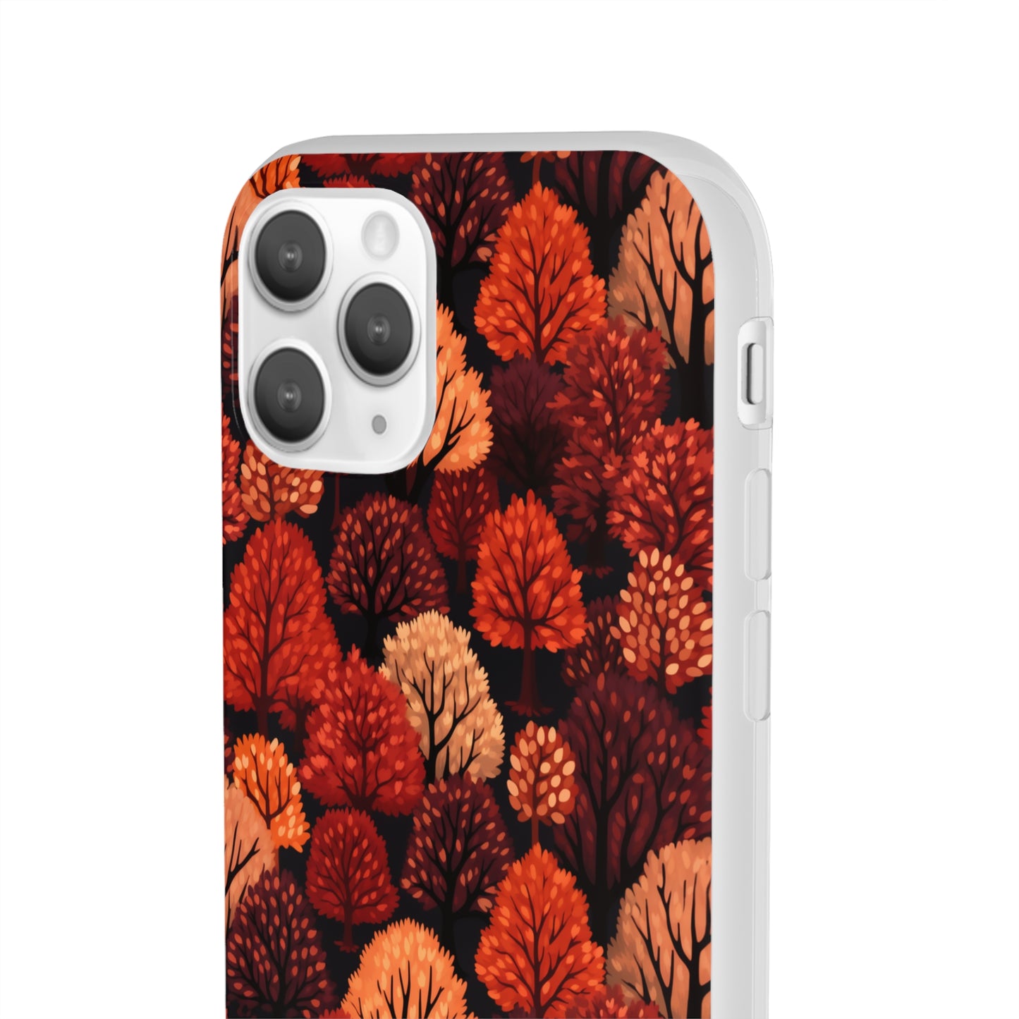 Crimson Forest: Autumn Trees in Vibrant Detail - Flexible Phone Case