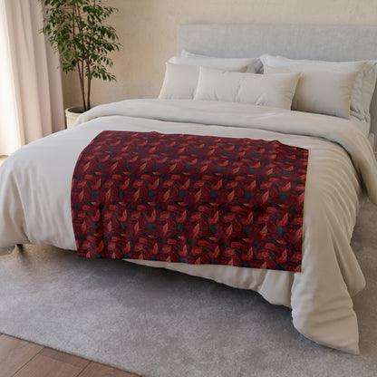 Scarlet Whispers: Lush Autumn Colours in Botanical Bliss - The Ideal Throw for Sofas