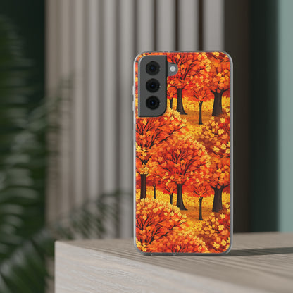 Impasto-Style Woodlands: High-Contrast Autumn Foliage - Flexible Phone Case