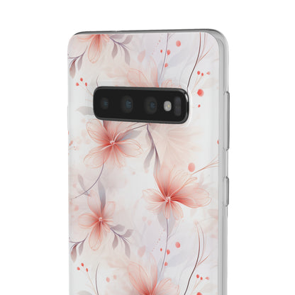 Whispering Petals: Subtle Grey & Pastel Red Gradient Phone Case