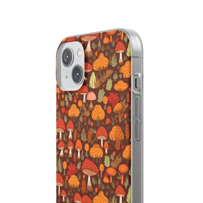 Autumn Spore Wonderland: Enchanting Mushroom and Leaf Designs - Flexible Phone Case