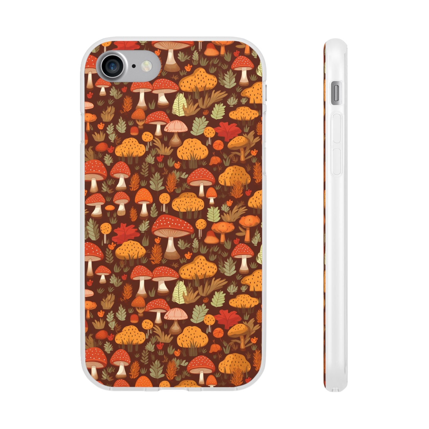 Autumn Spore Wonderland: Enchanting Mushroom and Leaf Designs - Flexible Phone Case