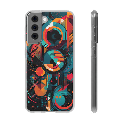 Vibrant Geometric Fusion Phone Case - Bold Squares & Circles Design - Flexi Cases Phone Case Pattern Symphony   