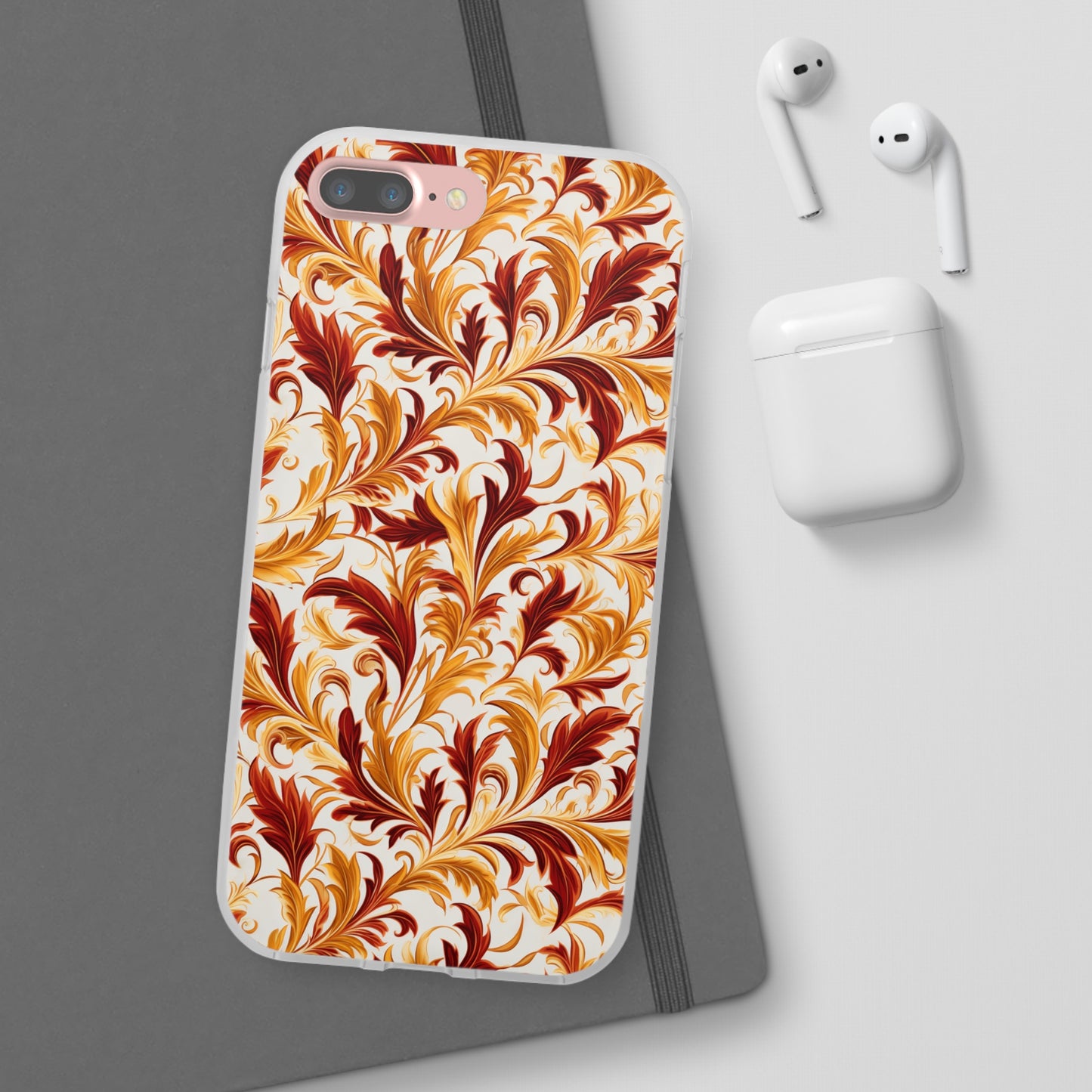 Swirling Autumn: Vortexes of Fall Foliage in Gold and Bronze - Flexible Phone Case