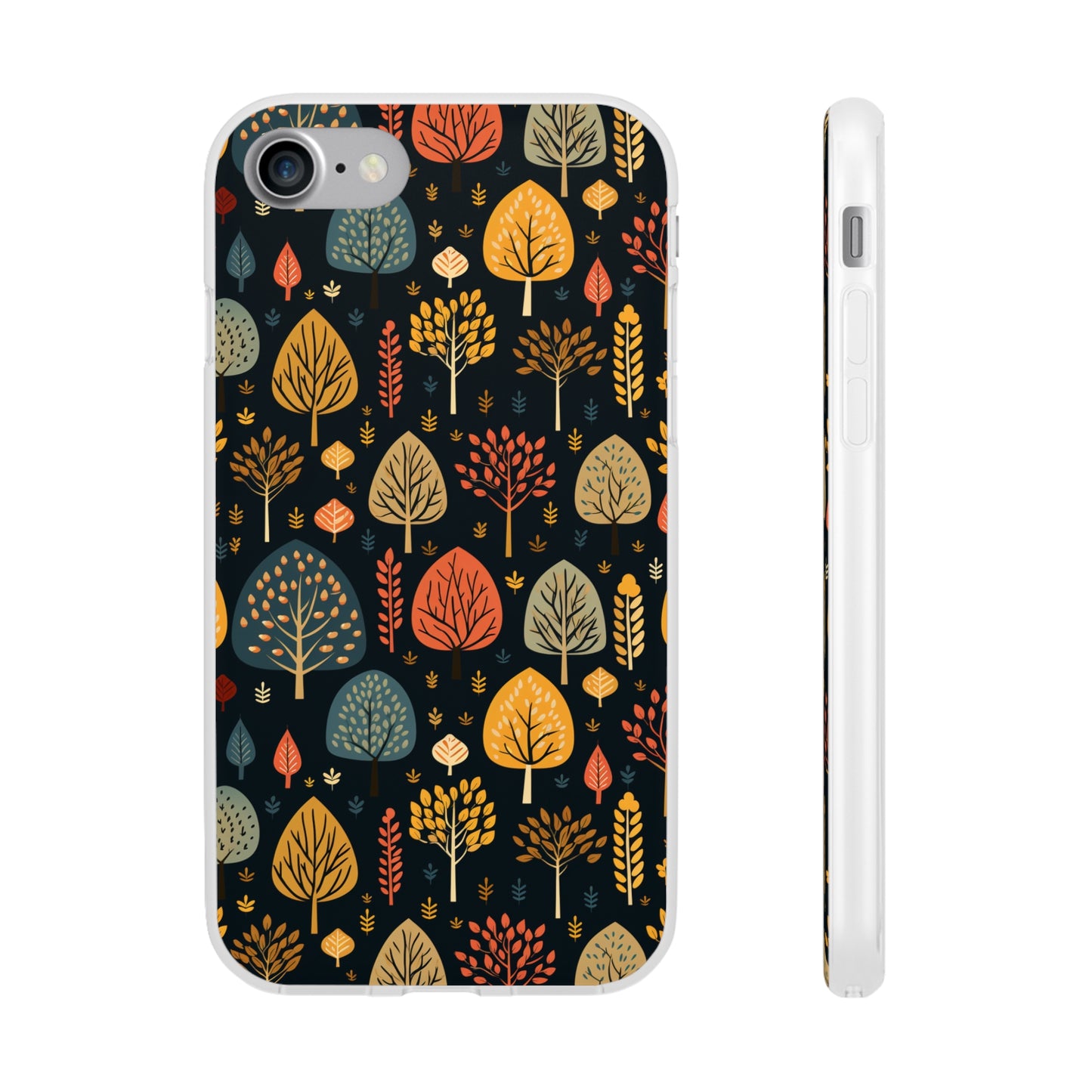 Mid-Century Mosaic: Dappled Leaves and Folk Imagery - Flexible Phone Case