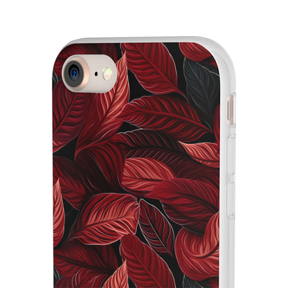 Scarlet Whispers: Lush Autumn Colours in Botanical Bliss - Flexible Phone Case