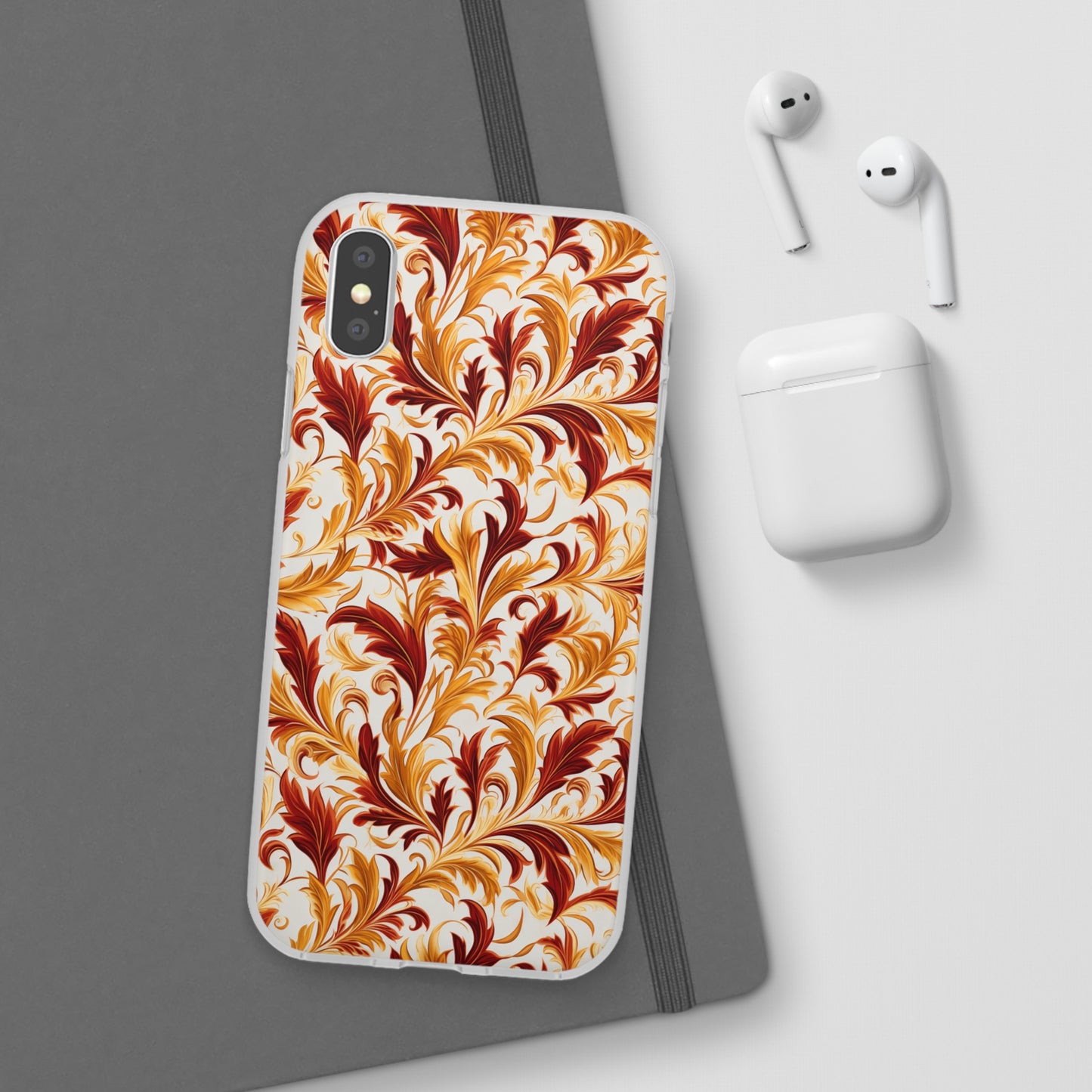 Swirling Autumn: Vortexes of Fall Foliage in Gold and Bronze - Flexible Phone Case