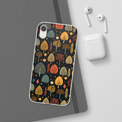 Mid-Century Mosaic: Dappled Leaves and Folk Imagery - Flexible Phone Case