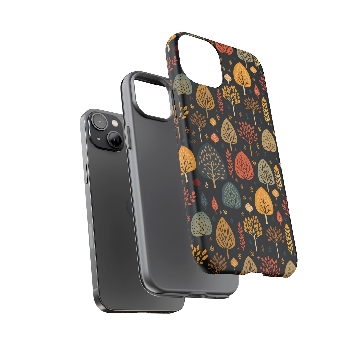 Mid-Century Mosaic: Dappled Leaves and Folk Imagery - Tough Phone Case