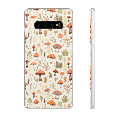 Mushroom Haven - Autumnal Tones Botanical illustration - Flexible Phone Case