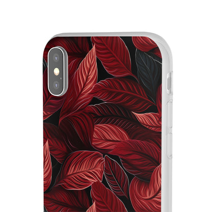 Scarlet Whispers: Lush Autumn Colours in Botanical Bliss - Flexible Phone Case