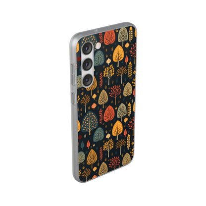 Mid-Century Mosaic: Dappled Leaves and Folk Imagery - Flexible Phone Case