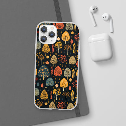 Mid-Century Mosaic: Dappled Leaves and Folk Imagery - Flexible Phone Case