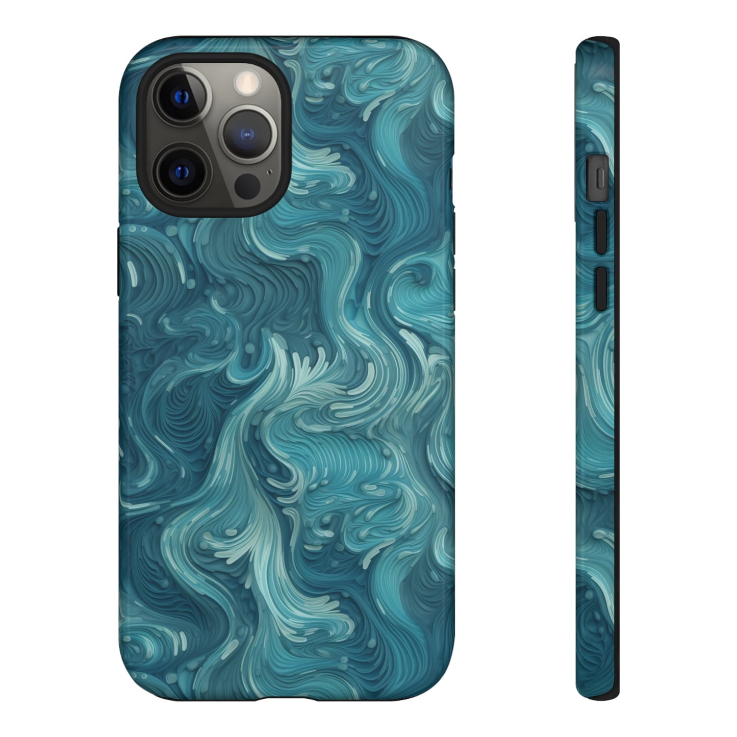 Azure Depths: Layered Blue Topographic Design Tough Phone Case