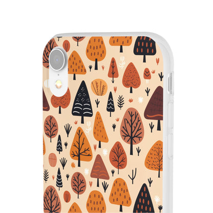 Terracotta Tree Tapestry: A Playful Autumn Mosaic - Flexible Phone Case