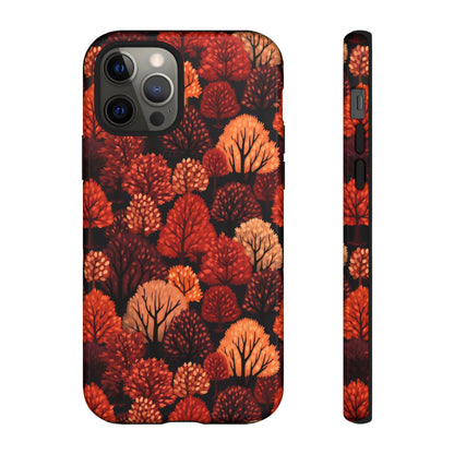 Crimson Forest: Autumn Trees in Vibrant Detail - Tough Phone Case