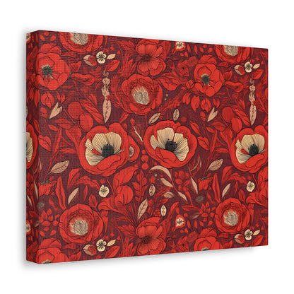 Radiant Spring Blossoms - Vibrant Red Floral Design - Wall Art Canvas