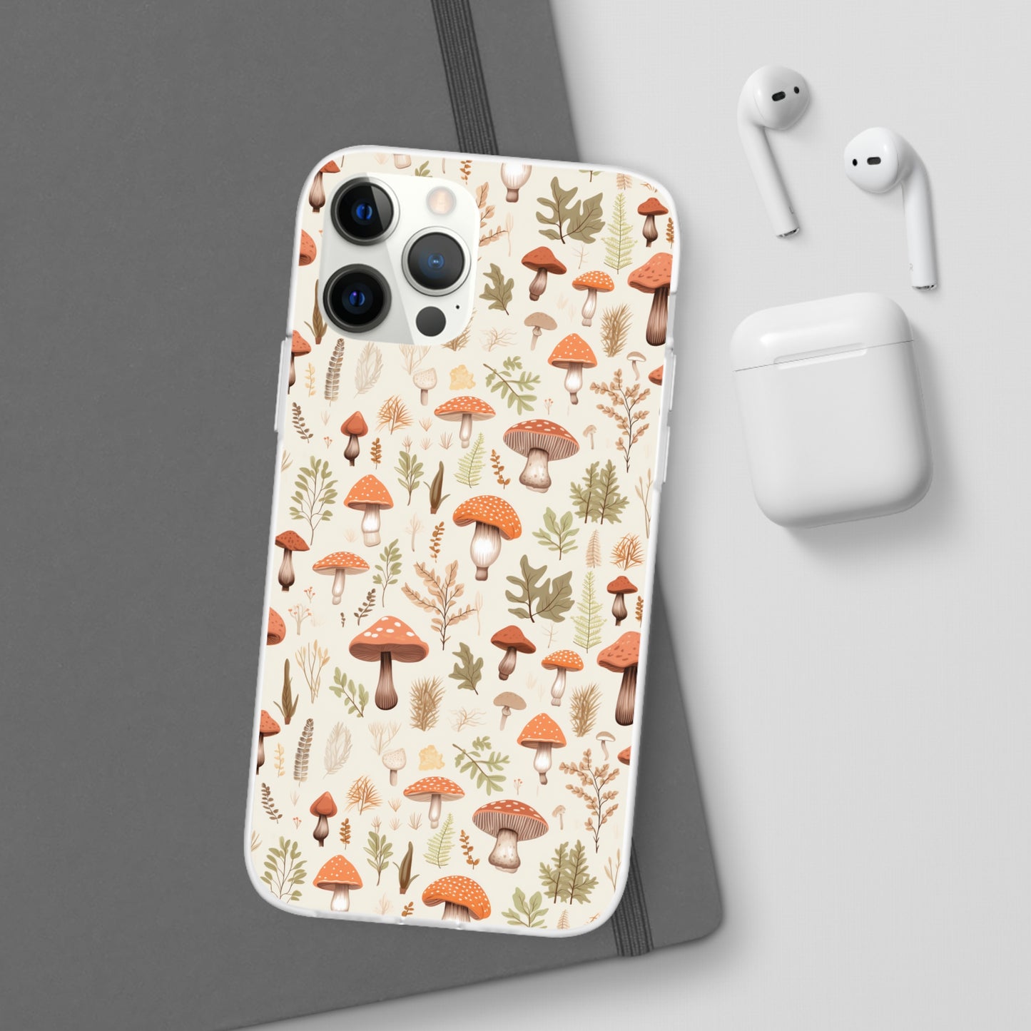 Mushroom Haven - Autumnal Tones Botanical illustration - Flexible Phone Case