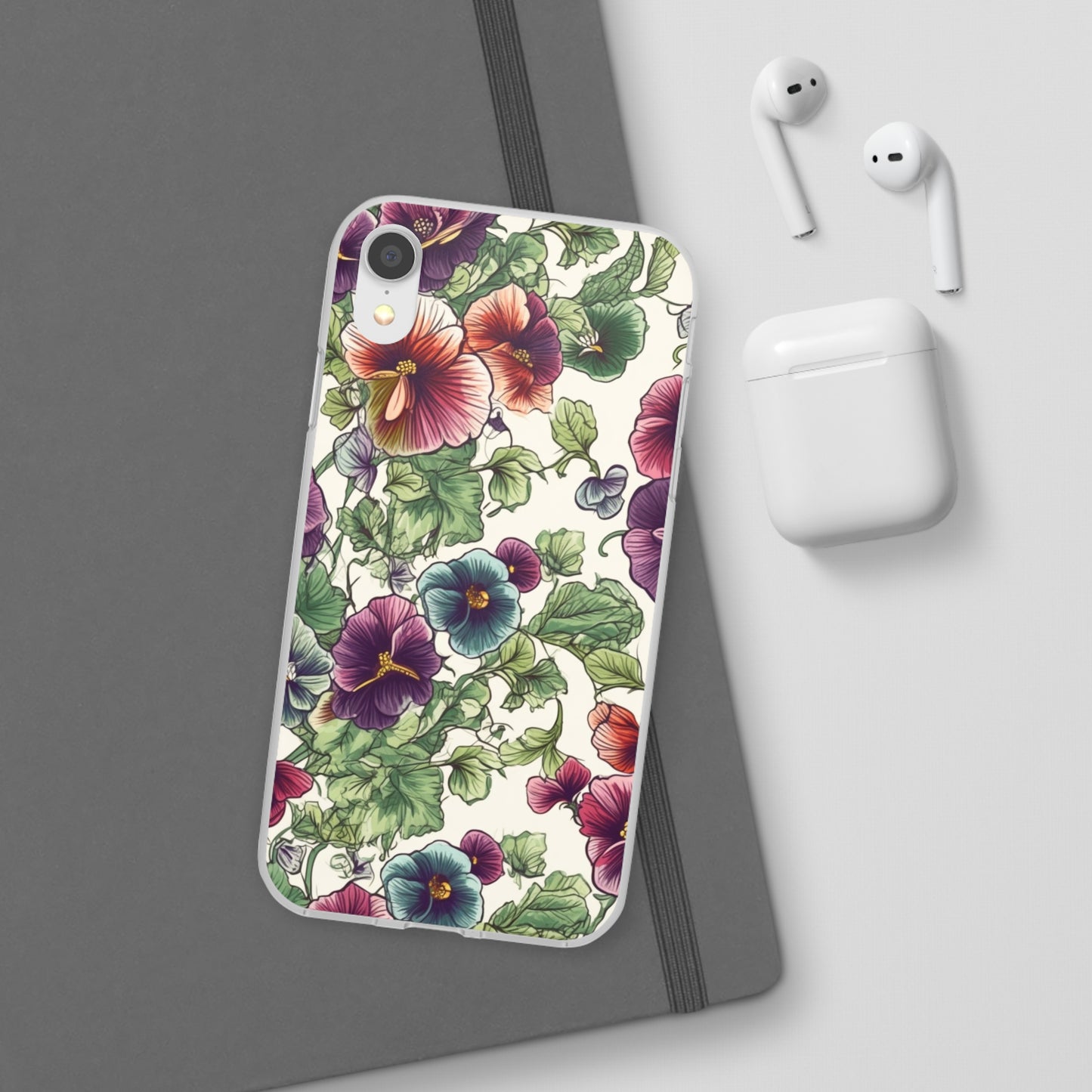 Watercolour Pansy Phone Case - Delicate Floral Elegance - Spring Collection - Flexi Cases Phone Case Pattern Symphony iPhone XR with gift packaging  