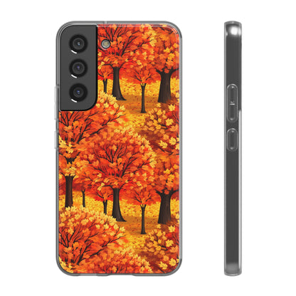 Impasto-Style Woodlands: High-Contrast Autumn Foliage - Flexible Phone Case