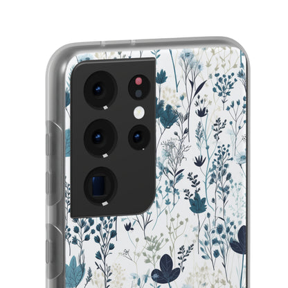 Serene Blue Wildflower Phone Case - Elegant White Background Design - Spring Collection - Flexi Cases Phone Case Pattern Symphony   