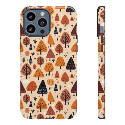 Terracotta Tree Tapestry: A Playful Autumn Mosaic - Tough Phone Case