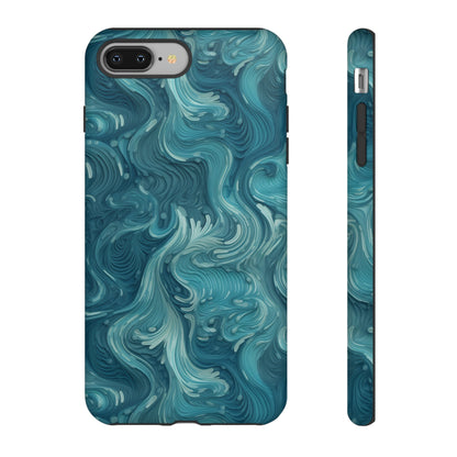 Azure Depths: Layered Blue Topographic Design Tough Phone Case