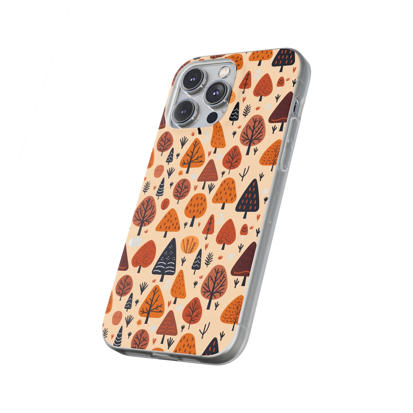 Terracotta Tree Tapestry: A Playful Autumn Mosaic - Flexible Phone Case