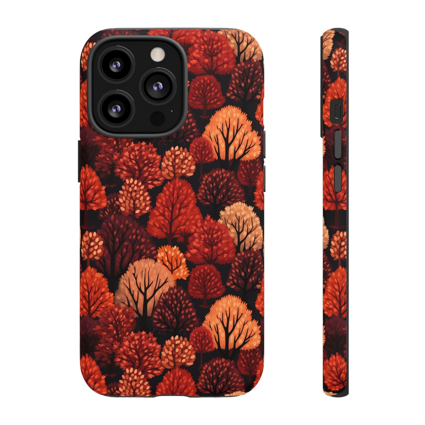 Crimson Forest: Autumn Trees in Vibrant Detail - Tough Phone Case