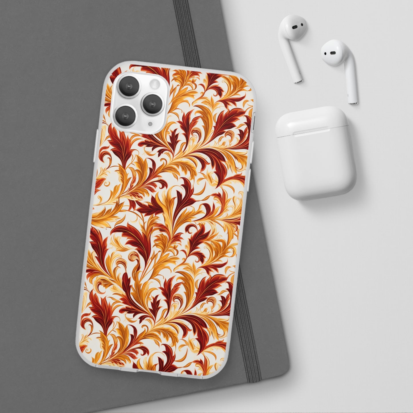 Swirling Autumn: Vortexes of Fall Foliage in Gold and Bronze - Flexible Phone Case