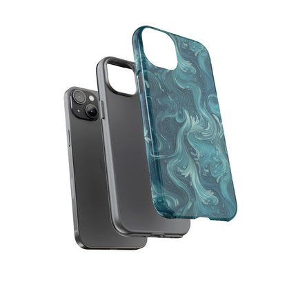 Azure Depths: Layered Blue Topographic Design Tough Phone Case