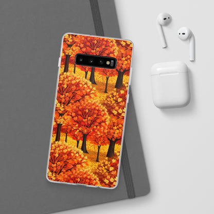 Impasto-Style Woodlands: High-Contrast Autumn Foliage - Flexible Phone Case