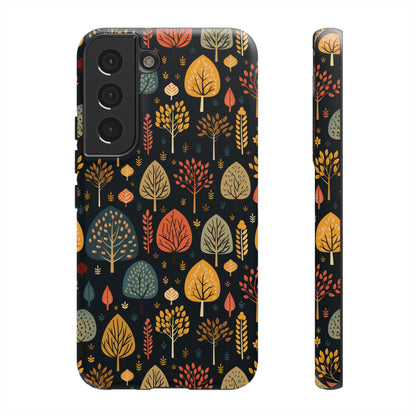 Mid-Century Mosaic: Dappled Leaves and Folk Imagery - Tough Phone Case