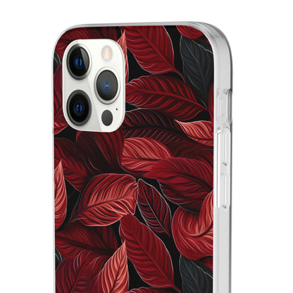 Scarlet Whispers: Lush Autumn Colours in Botanical Bliss - Flexible Phone Case