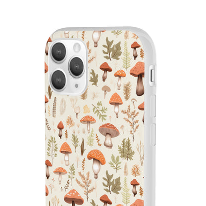 Mushroom Haven - Autumnal Tones Botanical illustration - Flexible Phone Case