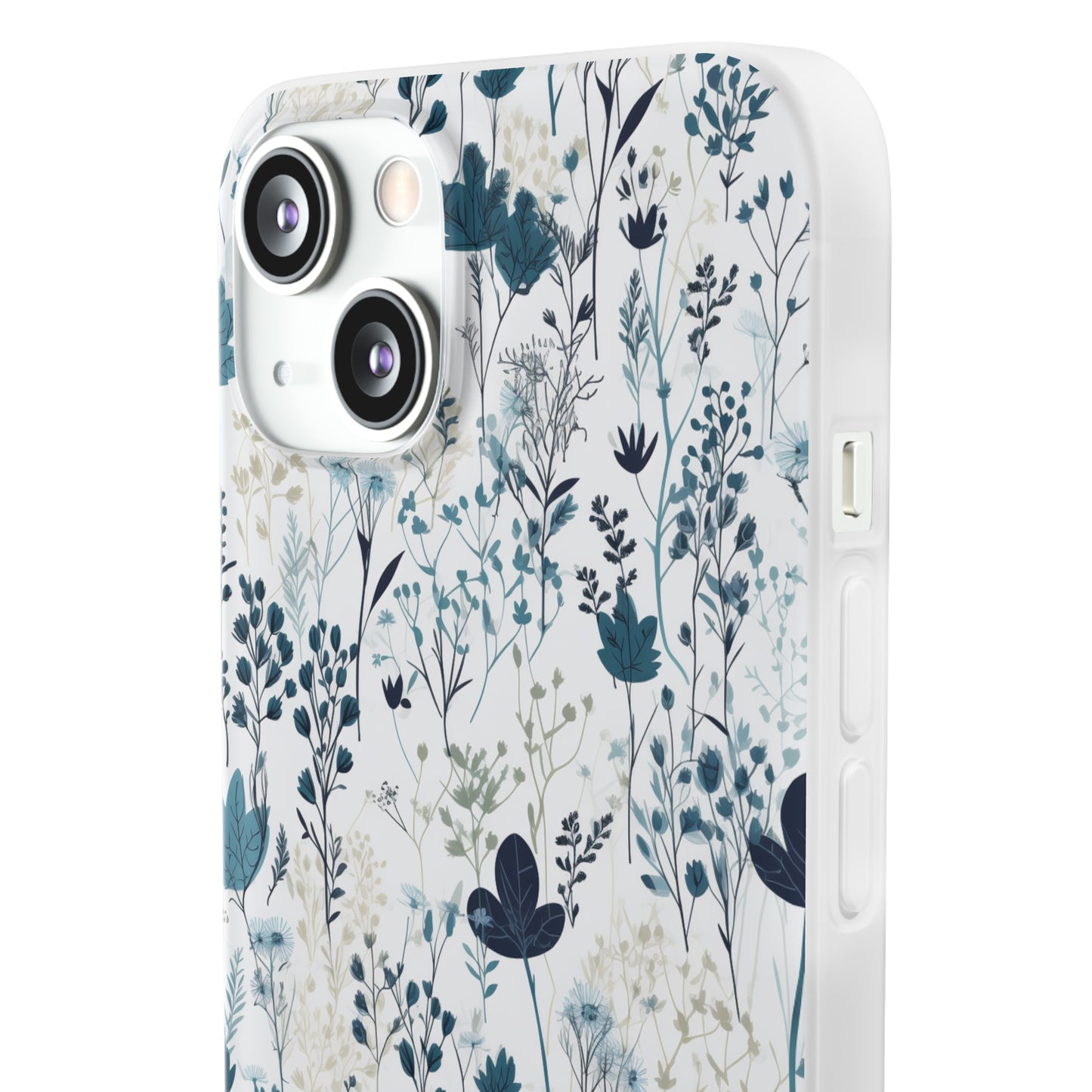 Serene Blue Wildflower Phone Case - Elegant White Background Design - Spring Collection - Flexi Cases Phone Case Pattern Symphony   