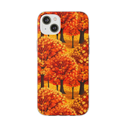 Impasto-Style Woodlands: High-Contrast Autumn Foliage - Flexible Phone Case