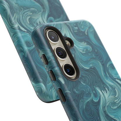 Azure Depths: Layered Blue Topographic Design Tough Phone Case