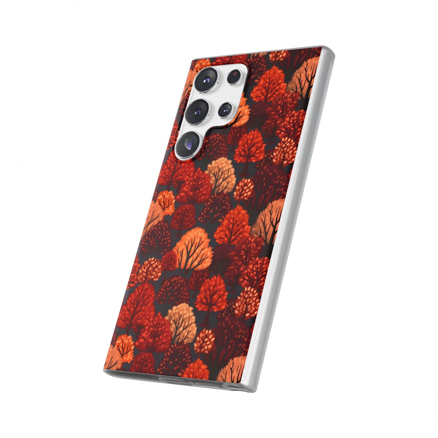 Crimson Forest: Autumn Trees in Vibrant Detail - Flexible Phone Case