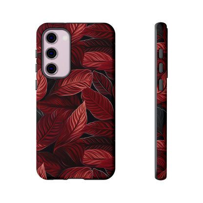 Scarlet Whispers: Lush Autumn Colours in Botanical Bliss - Tough Phone Case