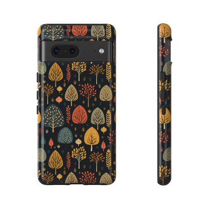 Mid-Century Mosaic: Dappled Leaves and Folk Imagery - Tough Phone Case