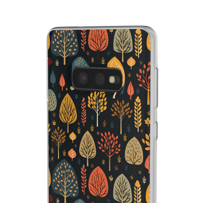 Mid-Century Mosaic: Dappled Leaves and Folk Imagery - Flexible Phone Case