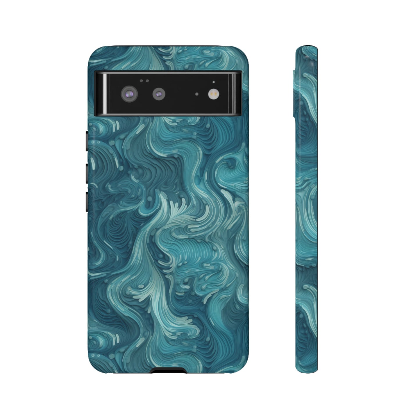 Azure Depths: Layered Blue Topographic Design Tough Phone Case