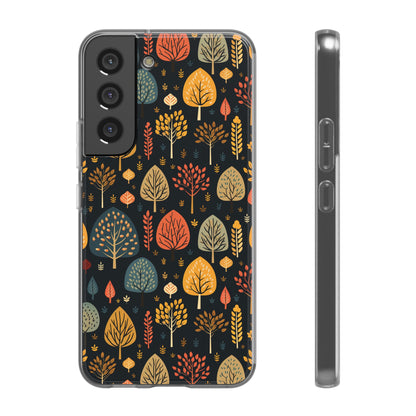 Mid-Century Mosaic: Dappled Leaves and Folk Imagery - Flexible Phone Case