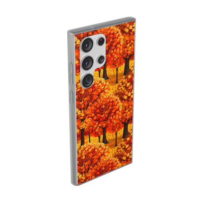 Impasto-Style Woodlands: High-Contrast Autumn Foliage - Flexible Phone Case