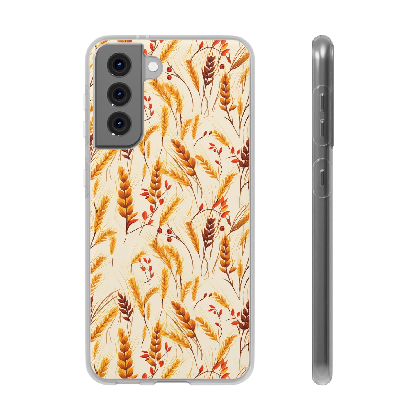 Golden Harvest: An Autumn Collage of Wheat and Berries - Flexible Phone Case