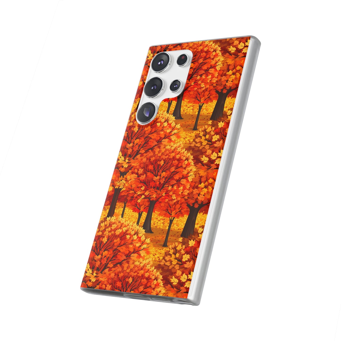 Impasto-Style Woodlands: High-Contrast Autumn Foliage - Flexible Phone Case