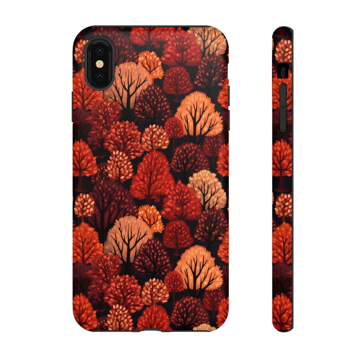 Crimson Forest: Autumn Trees in Vibrant Detail - Tough Phone Case