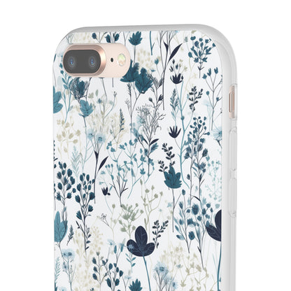 Serene Blue Wildflower Phone Case - Elegant White Background Design - Spring Collection - Flexi Cases Phone Case Pattern Symphony   