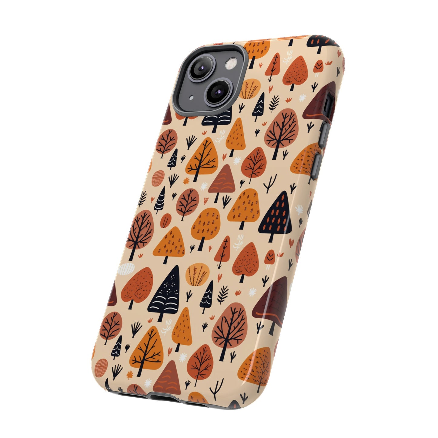 Terracotta Tree Tapestry: A Playful Autumn Mosaic - Tough Phone Case